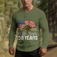 thumbnail image 2 of 250 Anniversary Usa Shirt for Mens Long Sleeve American Flag Graphic T Shirts Patriotic Henley Button Raglan Tees Tops Casual Lightweight Clothes, 2 of 6