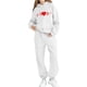 thumbnail image 3 of Conjunto de sudadera con capucha de manga larga para niños con estampado en forma de corazón y pantalones deportivos con lazo en las piernas, conjunto deportivo informal de dos piezas para niños, poli, 3 of 5