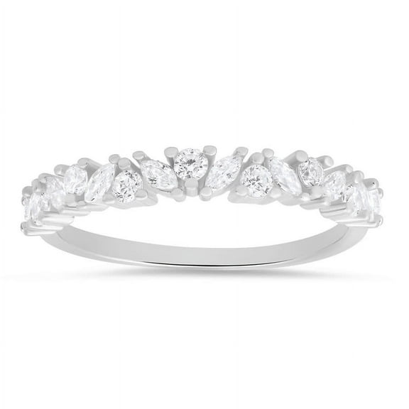 Kylie Harper Sterling Silver Marquise-cut CZ Band Ring