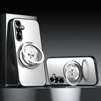 for Magnetic Samsung Galaxy S25 Case, Phone Case [Compatible with MagSafe] Rotatable Ring Holder Kickstand Design Shockproof Anti-fall Women Men Girls Boys Protective Phone Cover,Silver