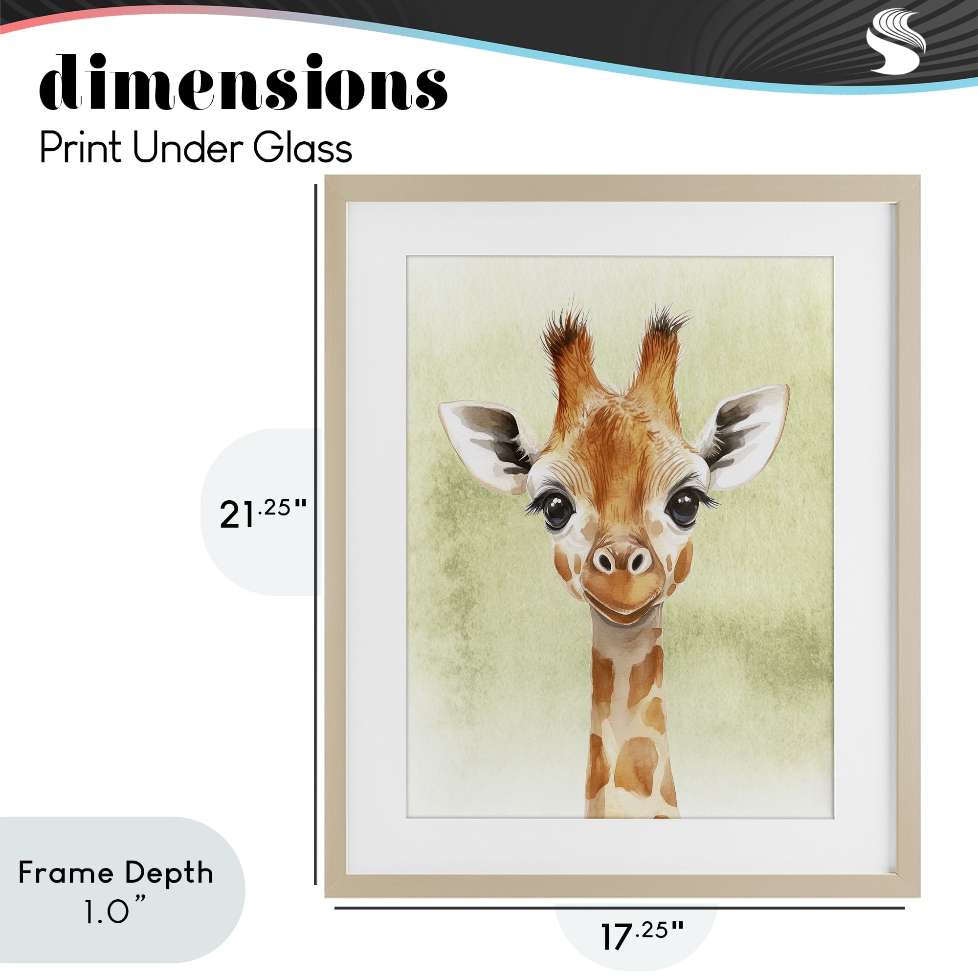 Stupell Industries Jungle Friends Baby Giraffe Birch Framed Print Under Glass, design by Christine Simpson Art