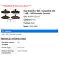 thumbnail image 2 of Rear Brake Pad Set - Compatible with 1984 - 1987 Chevy Corvette 1985 1986, 2 of 2