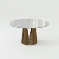 thumbnail image 5 of POVISON 51"Modern White Round Dining Table for 4, Glossy Sintered Stone Tabletop, Bronze Carbon Steel Base, 5 of 11