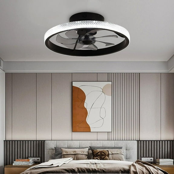 AFANQI 20'' Ceiling Fans with Lights and Remote 6 Wind Speeds Dimmable Light Flush Mount Ceiling Fan,Modern Ceiling Fan for home