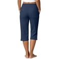 thumbnail image 4 of Capri Pants for Women Elastic Waist Relaxed Fit Casual Soft Cotton Linen Pants with Pockets Summer Outdoor Athletic Hiking Navy 2XL, 4 of 7