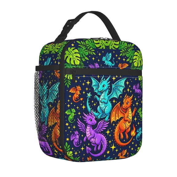Cute Dinosaur Lunch Bag Reusable Zipper Closure Leakproof Insulated Lunch Box Cooler Tote Bag Food Container Snack Bag