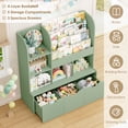 thumbnail image 3 of Homfa 42.5''W Kid's Bookcase, Bookshelf with 5 Storage Cubbies & 3 Movable Drawers & Toy Display Shelf, Toy Storage Organizer for Bedroom Playroom, Green, 3 of 8