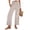 Coffee, variant on Women's Vertical Striped Palazzo Pants Smocked High Waist Wide Leg Trousers Casual Loose Cropped Slacks with Pockets 3/4 Length