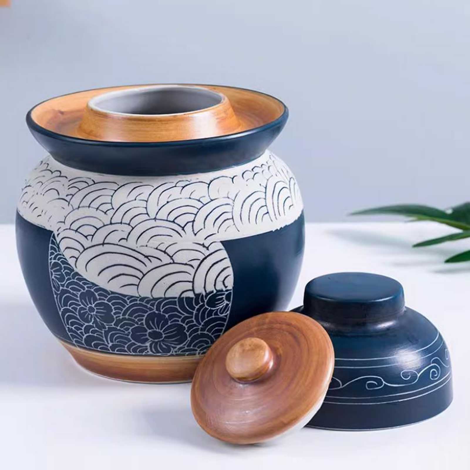 Ceramic Kimchi Jar, Chinese Ceramic Jam Jelly, Coffee Can Set for Food Kimchi Container