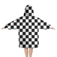 thumbnail image 2 of Black and White Checkered Pattern Blanket Hoodies for Kids 6-13YR Oversize Wearable Blanket Hoodies for Boys Girls Teens, 2 of 7