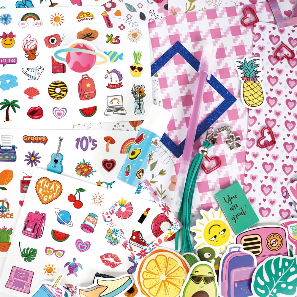Gogcaro DIY Journal Kit for Girls - 90+Pcs Journal Set for Tween & Teen Girls, Journaling Art & Crafts Kits, Ideal Gifts for 8 9 10 11 12 13 14 Year Old Girl, Scrapbook & Diary Supplies Set