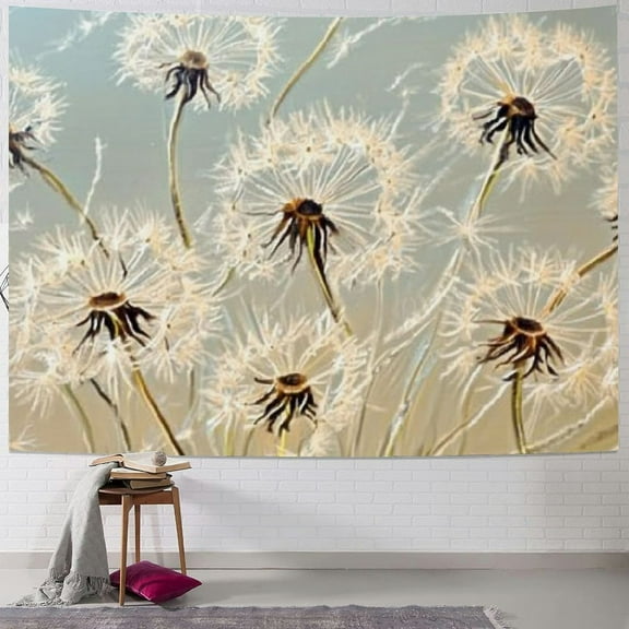 Sheronv Dandelions Flowers Wind Tapestry Wall Hanging Unique Style Home Wall Decor Art for Living Room Bedroom Apartment Farmhouse Dorm - 4 Sizes Available 40x30inch