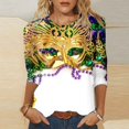 thumbnail image 2 of PMUYBHF Mode Femme Carnaval Imprimé Numérique Décontracté Manches Trois-Quarts Col Rond T-Shirt Haut 8021 TG, 2 of 5