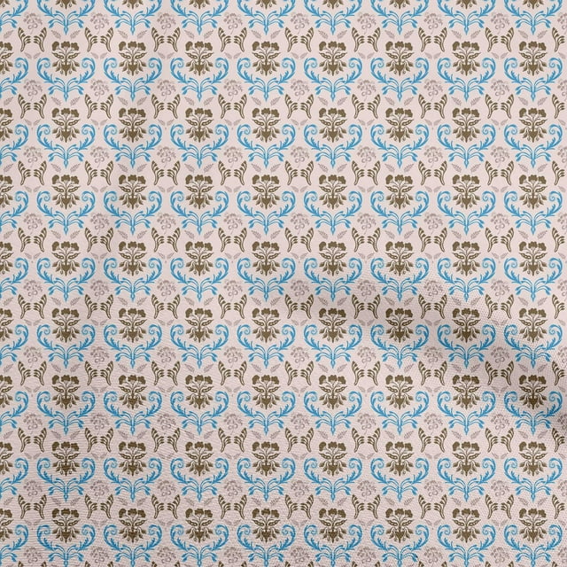 oneOone Rayon Blue2 Fabric Floral Sewing Material Print Fabric By The Yard 56 Inch Wide