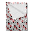thumbnail image 2 of Ladybugs Soft Flannel Fleece Throw Blanket, Nature with Abstract Insects Trees and Flowers Pattern Cartoon, Cozy Plush for Indoor and Outdoor Use, 50" x 70", Grey Dark Coral Black, by Ambesonne, 2 of 5