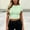 Green, variant on Women's Casual Solid Color Short Sleeve Crop Top, Round Neck Tee