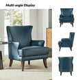 thumbnail image 5 of Leather Upholstered Sofa Armchair, Tina's Home  Accent Chair Wood Leg Living Room Bedroom Green Turquoise, 5 of 8