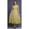 thumbnail image 2 of Bimba Goldenrod Leaves Printed Women Designer Mandarin Collar Anarkali Dress Indian Ethnic Kurta XX-Large, 2 of 6