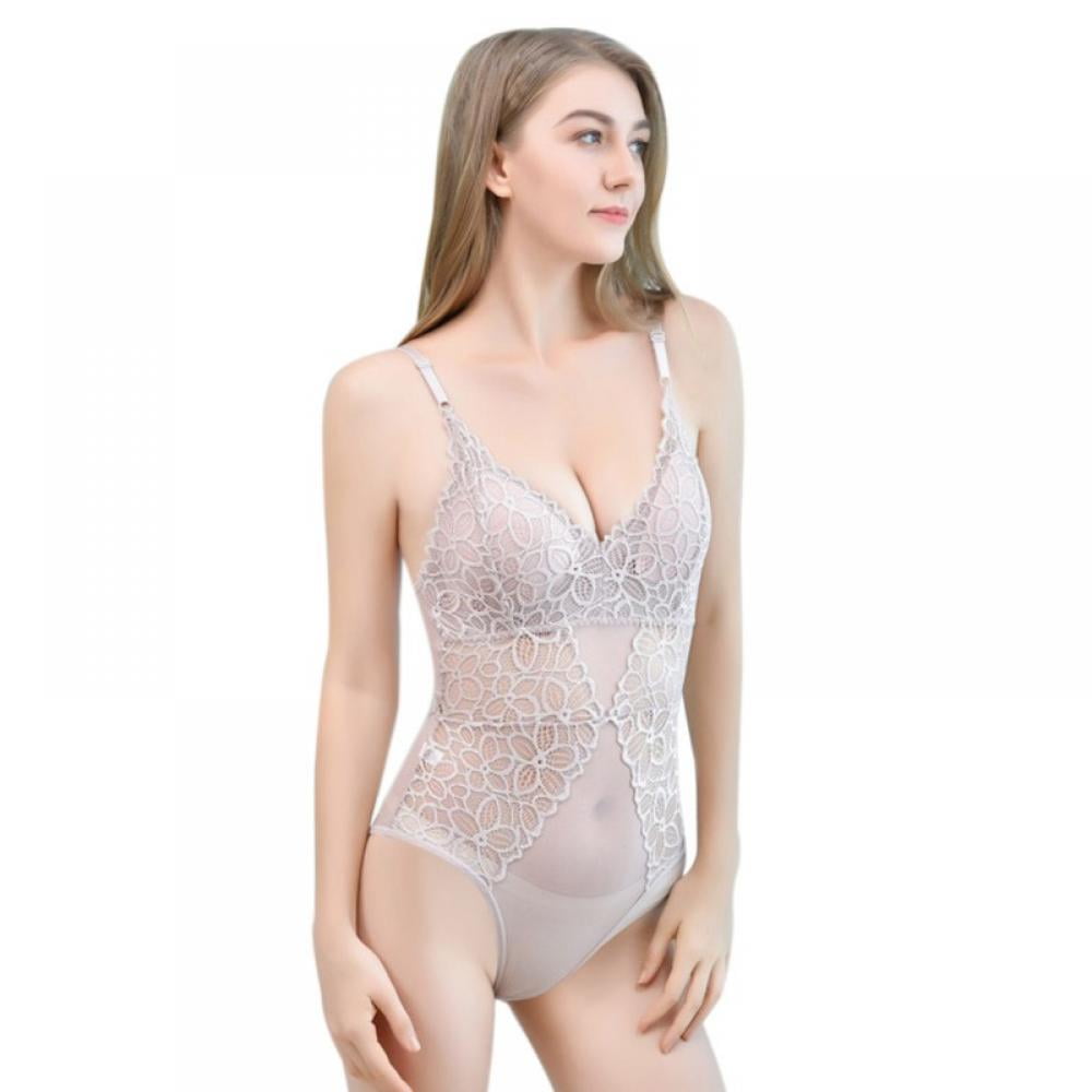 Womens One Piece Lingerie Deep V Teddy Sexy Lace Bodysuit