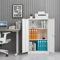 thumbnail image 2 of File Cabinet with Lock, Seizeen Steel Storage Cabinet for Tool Home Improvement, Black Garage Storage Cabinet with Doors and Shelves for Office Warehouse, 2 of 13