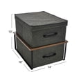thumbnail image 2 of Household Essentials Stacking Storage Boxes with Laminate Top, Set of 2, Walnut, 2 of 11