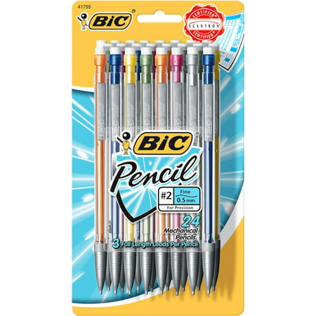 BIC Mechanical Pencil with Metallic Barrels, 0.5mm, Black, 24-Pack
