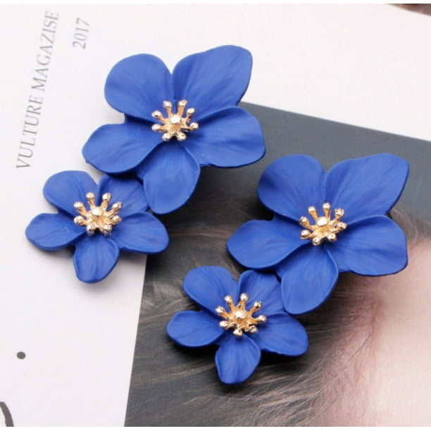 Pendientes Sense Pendientes Estilo Pendientes Distintivos Multicolor Doble Capa Flor Pendientes Sencillos para Mujer