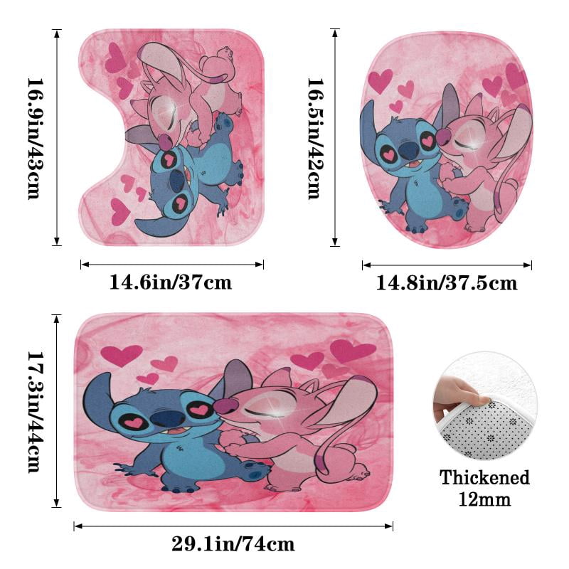 Lheaggik Cute Cartoon 4 Pcs Bathroom Sets with Shower Curtain and Rugs, Waterproof Polyester Shower Curtain Sets with Hooks