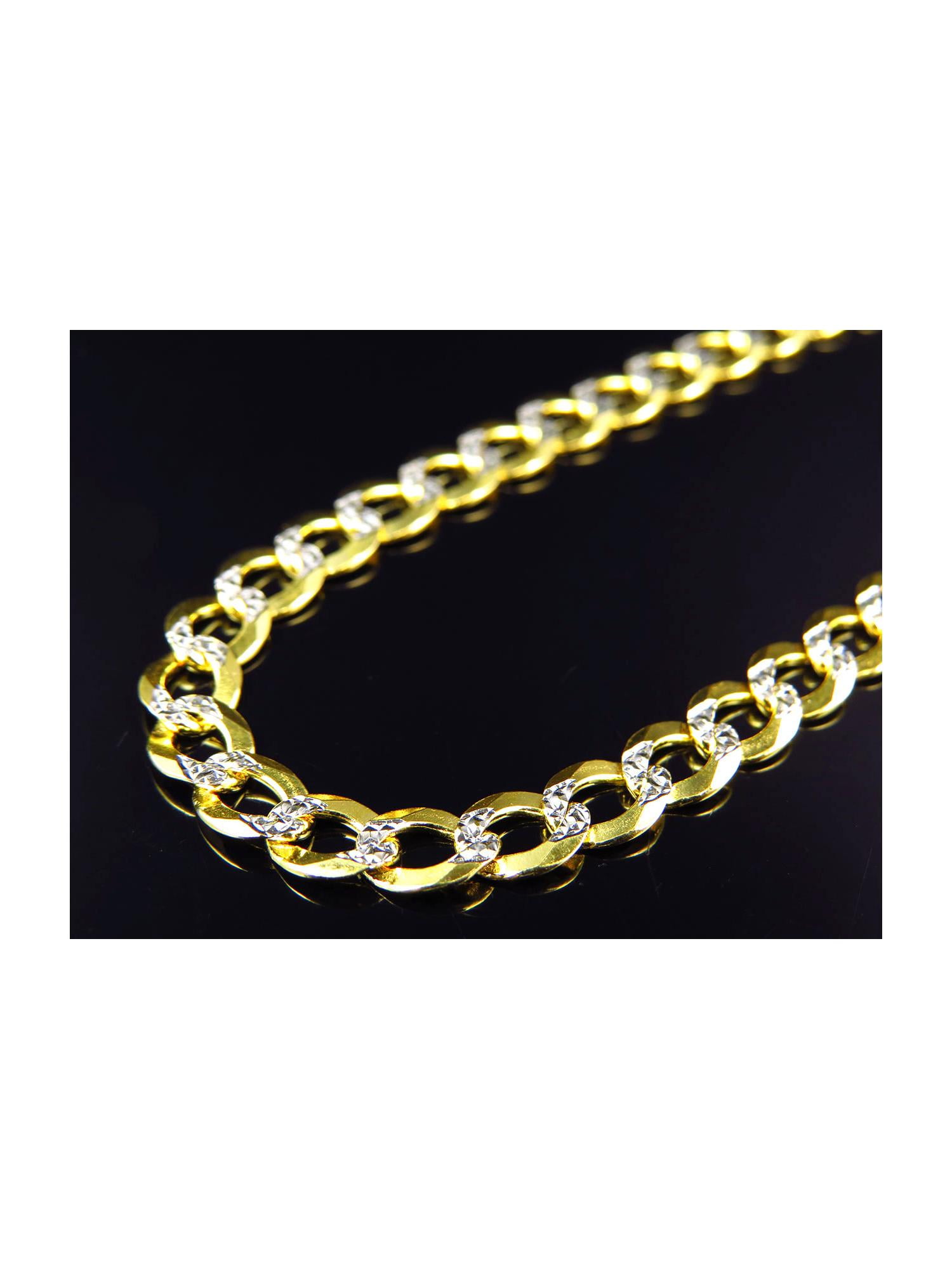 Floreo 10k Yellow Gold 4.3mm Hollow Curb Cuban Chain Bracelet and Anklet