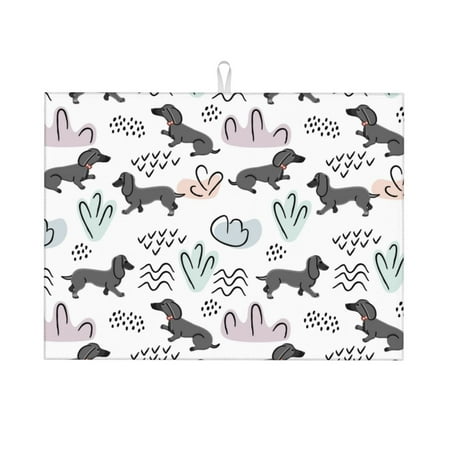 

Large Dish Drying Mats for Kitchen Counter - Dachshund Dog Puppy No.1028 18x24In Anti-Slip Absorbent Microfiber Drying Mat for Kitchen Counter Mat Dish Rack Mat with Hanging Loop