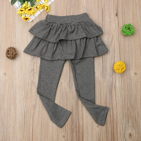 

2-8T New Fashion Girl Pants Pure Color Ruffle Sports Leggings for Kid Girls Pants Kids Leggings Sport Trousers Outwear