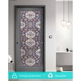 thumbnail image 5 of Window Privacy Film Blue Boho Stained Glass Window Film Decorative Sun Block Window Cover Farmhouse Neutral Flowers Pattern Aesthetic Window Clings Static Adhesive Sticker for Bathroom 23.6"x59", 5 of 7