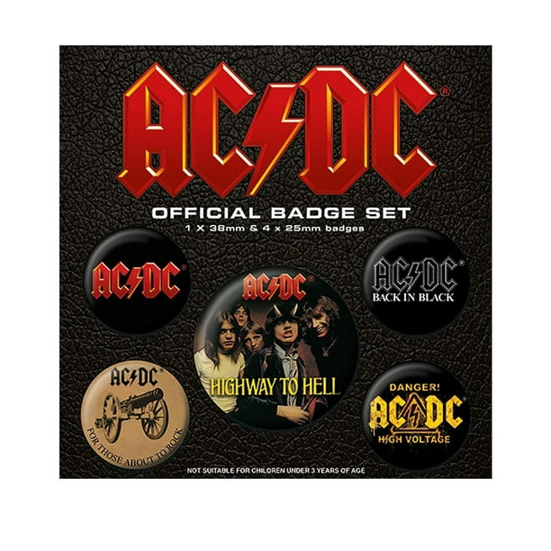 AC/DC - Juego de Chapas (Negro, Rojo, Amarillo, Marrón Claro)
