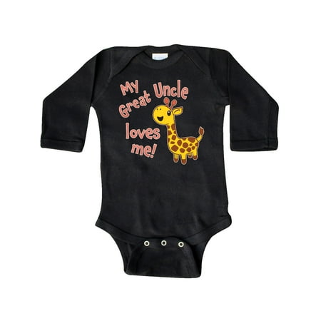 

Inktastic My Great Uncle Loves Me- Cute Giraffe Gift Baby Boy or Baby Girl Long Sleeve Bodysuit