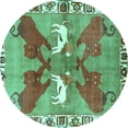 thumbnail image 1 of Ahgly Company Indoor Round Persian Turquoise Blue Traditional Area Rugs, 4' Round, 1 of 4