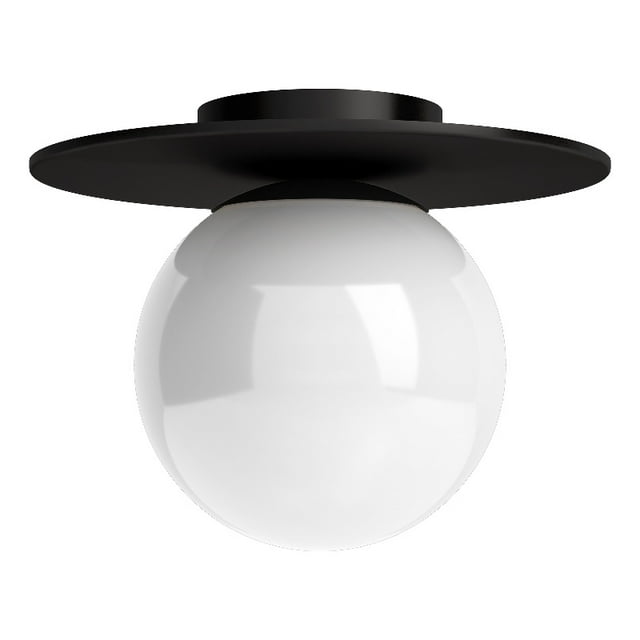 Henn&Hart 12"W Metal Semi Flush Mount Light in Blackened Bronze