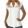 thumbnail image 2 of Timegard Débardeurs pour Femmes Été 2024 à Œillets Manches Courtes Col en V avec Boutons Blouse Tunique Décontractée Élégante, 2 of 6