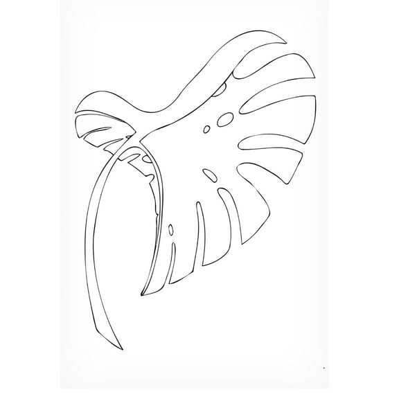 Canvas Wall Art - Pictufy Studio Ii 'Monstera Bent White' Wall Art for Living Room, Bedroom, or Office Décor by Trademark Fine Art - 22 x 32 Inches