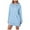 Blue, variant on Pimfylm Womens Oversized Hoodie Dress Casual Solid Color Pullover Trendy Loose Long Sweatshirt Split Hem with Kangaroo Pocket Grey, L