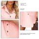 thumbnail image 5 of Traje de baño para mujer, camisa larga con botones de manga corta y cuello vuelto de Color liso para playa, color rosa, L, 5 of 6