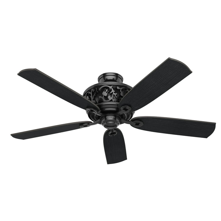 Hunter Fan 52" Traditional Matte Black Ceiling Fan With LED Light (Renewed) - Pull Chain Control
