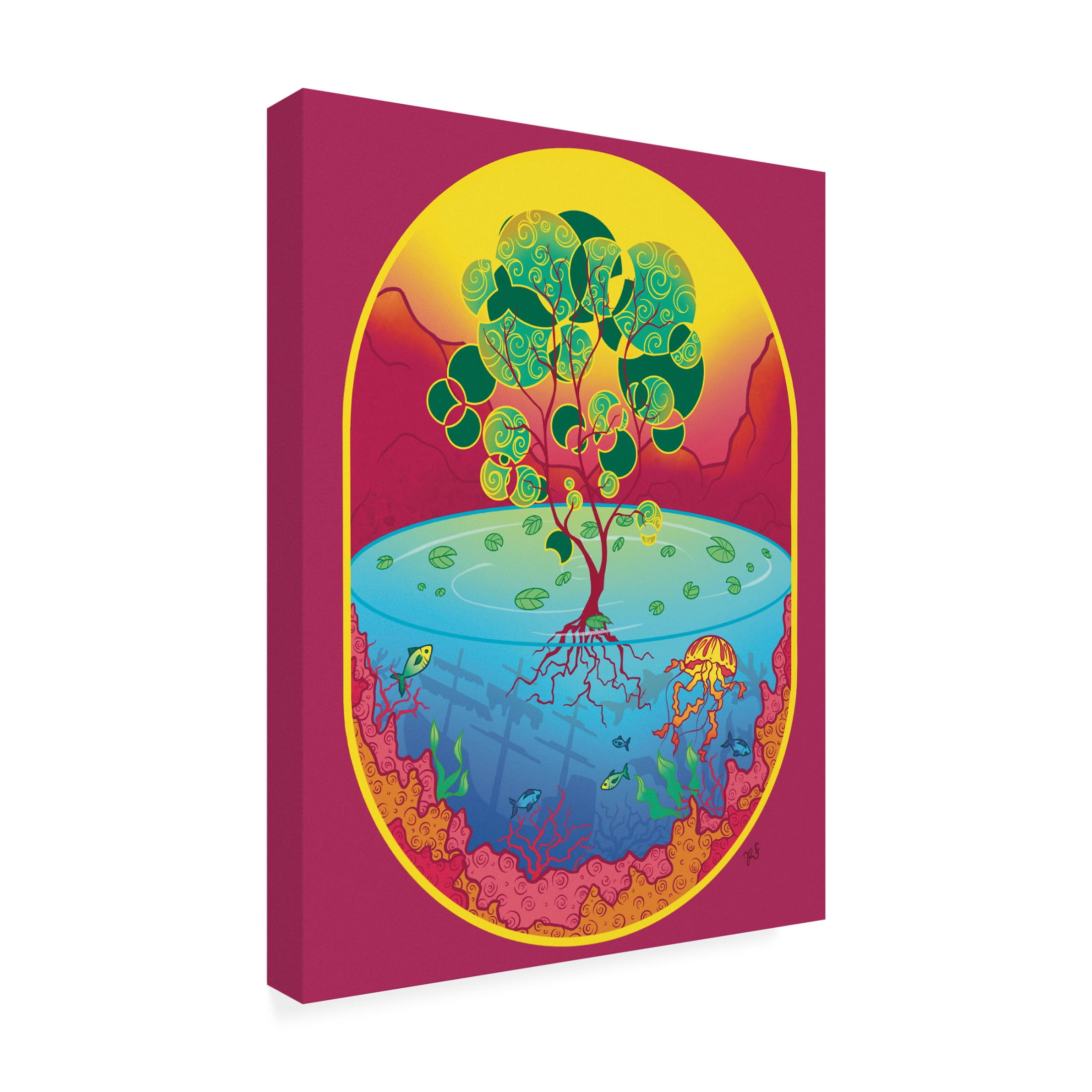 Canvas Wall Art - Rachel Feirman 'Floating Oasis' Wall Art for Living Room, Bedroom, or Office Décor by Trademark Fine Art - 35 x 47 Inches