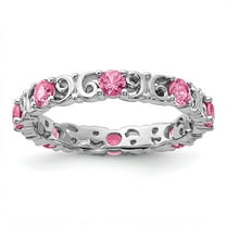 Auriga Fine Jewelry 925 Sterling Silver Created Pink Sapphire Ring for Women Size- 8