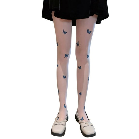 WTXUE Pantyhose for Women, Tights Print Stocking Hollow Pantyhose Socks Blue-Butterfly Ultra-Thin Women Bottoming Stockings Tights, Control Top Pantyhose for Women, 1# Beige