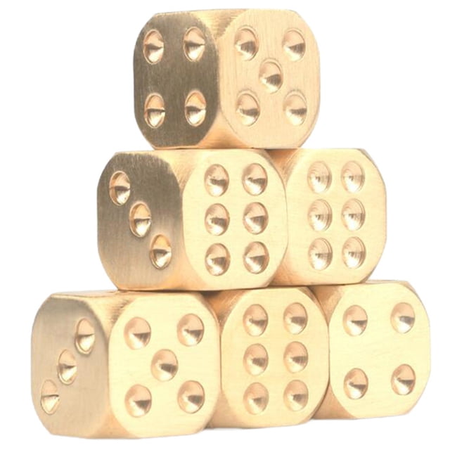 6PCS Game Dice Creative Round Corner Brass Fashion Metal Dice Table Game Dice