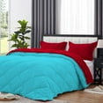 thumbnail image 4 of DNG Creations 3 Piece Solid Reversible Diamond Pattern Comforter 550 GSM All Season 800 TC, 100% Egyptian Cotton - Twin/ Twin XL - Size ( Turquoise-Blue/Red Colour ), 4 of 7