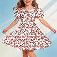 thumbnail image 2 of Afuyipoi Big Girls Classic Summer Dress (5-15 Years) Puff Short Sleeve Crisscross Back A-Line Swing Skirt for Festive Occasions Red 14/15, 2 of 8