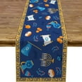 thumbnail image 5 of Jiibva Hanukkah Linen Table Runner Holiday Party Decor Jewish Chanukah Dreidel Memorah Hebrew Kitchen Dinning Table Decoration, 5 of 7