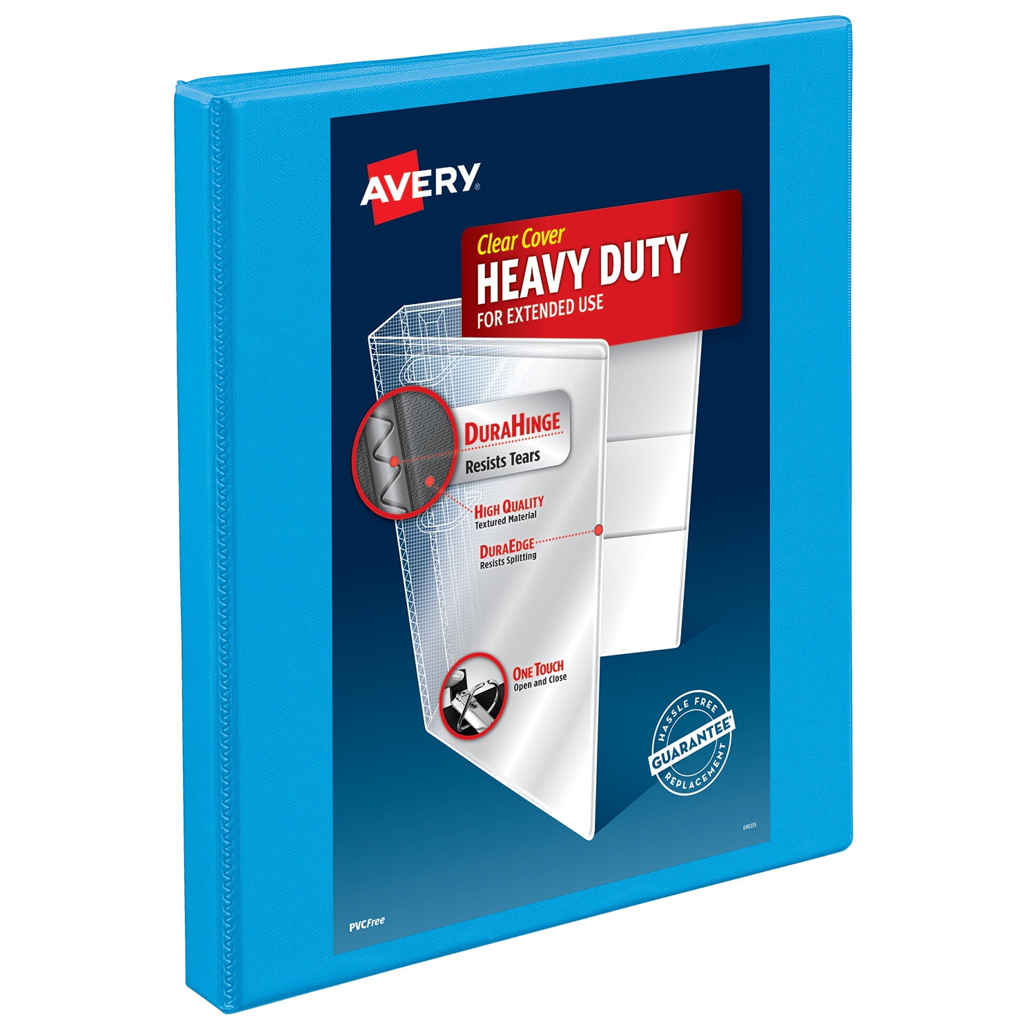 Avery Heavy-Duty Nonstick View Binder, 0.5' Slant Rings, 120-Sheet Capacity, DuraHinge, Lt. Blue (5004)