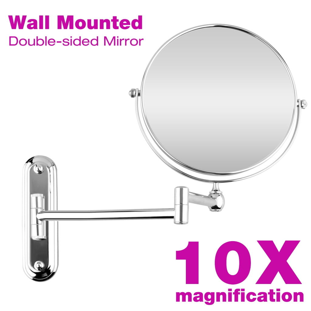 8 inch wall mounted extending folding mirror, 10x magnification